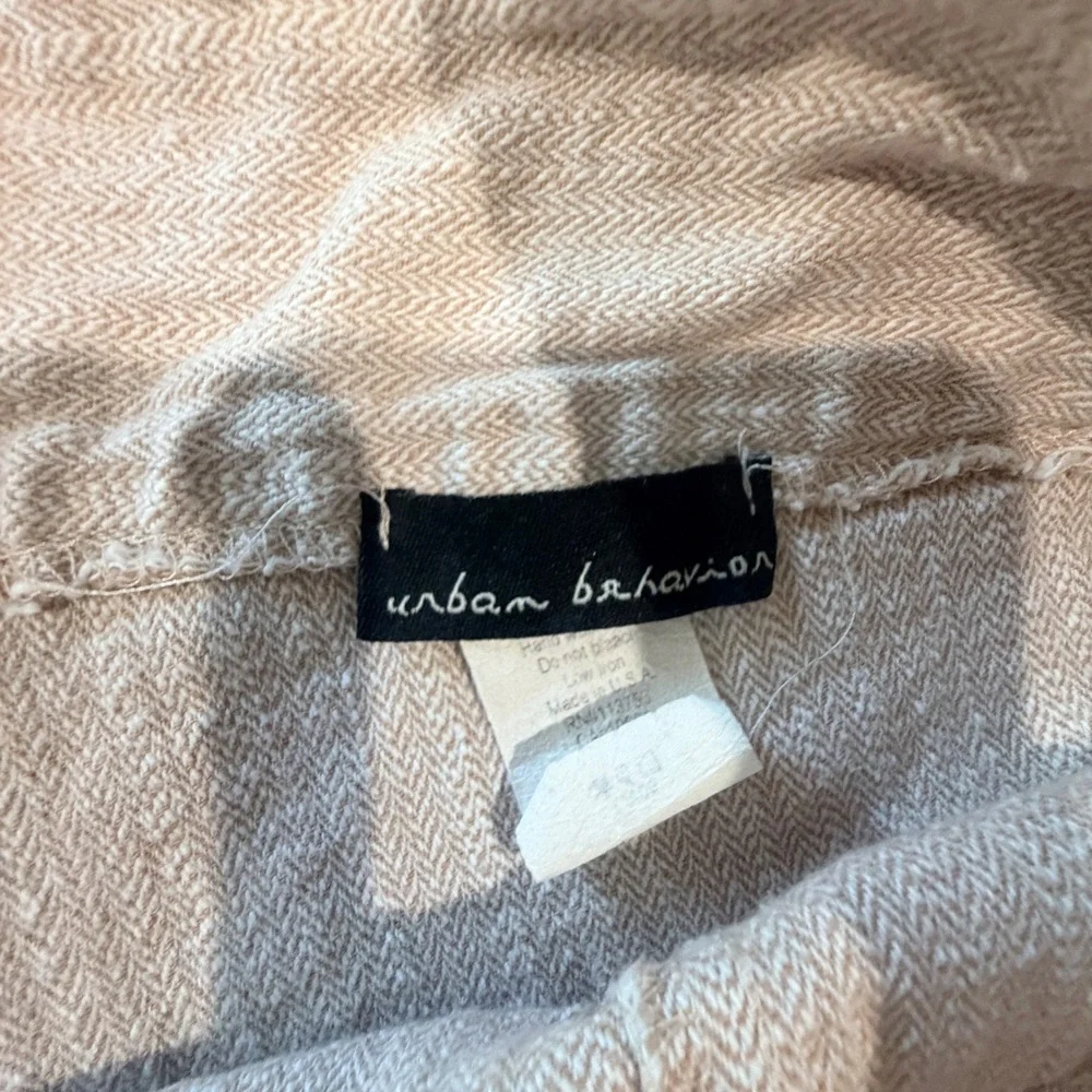 Urban Behavior Herringbone Shorts Women Large Sailor Button Neutral Twee Indie